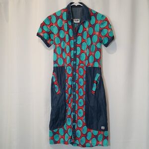 Vintage LOHÏ African Print Mixed Media Dress / SIZE SMALL
